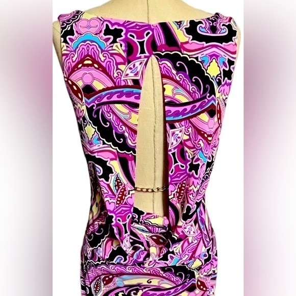 Jennifer Lopez Sleeveless Cowl Neck Open Back Paisley Dress‎ Size XS - Picture 3 of 8